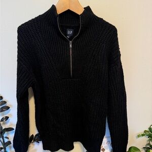 Gap half zip knit black mock neck sweater